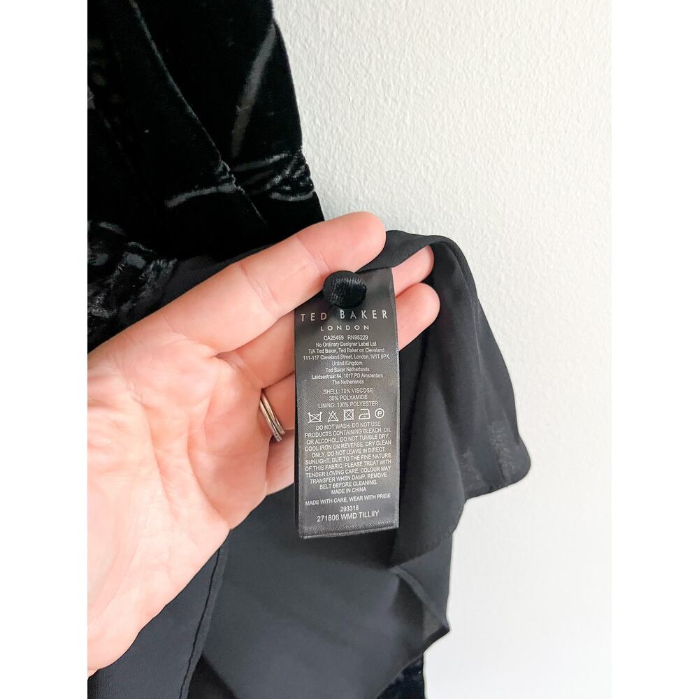 Ted Baker | NWT Tilliiy Belted Velvet Dress | Fit and Flare Mini | Black | Sz L - Picture 11 of 16